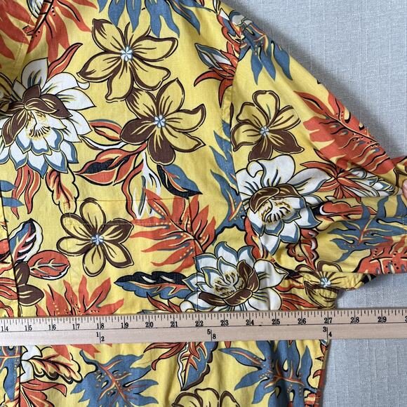 VTG Reyn Spooner Floral Aloha Shirt Tailored Fit 3XL Yellow Tropical Hawaiian - Picture 3 of 7